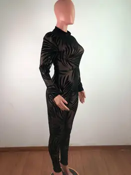 Jaunās Modes, Sexy Sievietes Valkāt vienkrāsainu garām Piedurknēm Bambusa Sietu Bodysuit Slim Kluba Jumpsuits