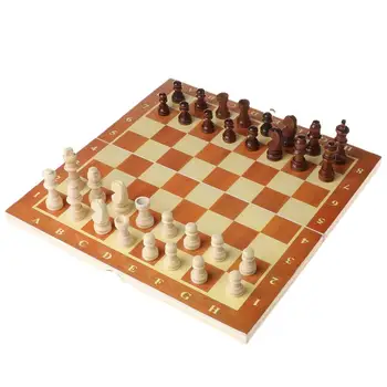 Pavisam Jaunu un Augstas Kvalitātes 3 1 Koka Starptautiskās Šaha Komplekts Valdes Ceļojumu Spēles Šahs Bekgemons Caurvēju Izklaide