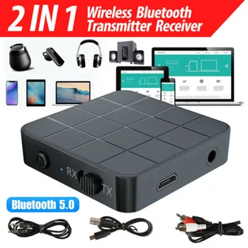 2 in 1 Bluetooth 5.0 Bezvadu Audio Raidītājs Uztvērējs Mūzikas Adapteri RCA, AUX NC99