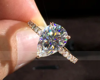 Solid 18K Zelta 1ct Moissanite Diamond Ring D krāsa izmantoti vvs Ar valsts sertifikātu 052