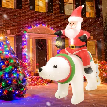 6-Foot Piepūšamās Ziemassvētku Rotājumi Vecs Vīrietis Izjādes leduslācis Ar LED Gaismas Pusi Hotel And Mall Rotājumi