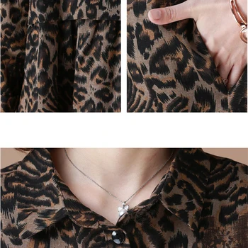 Pusmūža sieviešu leopard Krekls Pavasara Vasaras Jauno gara septiņu punktu piedurknēm Krekli Kvalitātes Sieviešu zaudēt Gadījuma Plus lieluma Top 6XL
