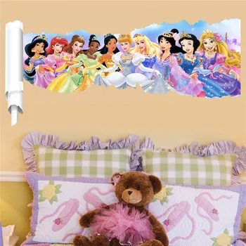 Karikatūra Princese 3d Attēlu, Sienas Uzlīmes, Meitenes, Guļamistaba, bērnu guļamistaba Dekorēšana Filmu Sienu Mākslas Diy Mājas Uzlīmes Bērniem Dāvanu