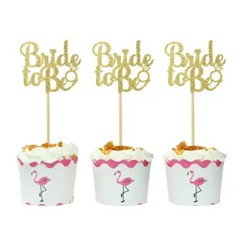 12pcs Spīguļi, Rose Gold Līgava būs Kāzu Kleita Dimanta Cupcake Toppers Kāzu Iesaistīšanās Līgavas Dušas Rotājumi