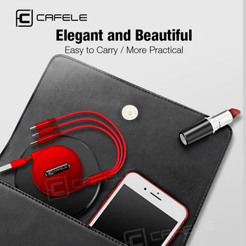 CAFELE Micro USB Kabelis Tālruņa Uzlādes Kabeļa Tips-C Kabeli 3 in 1 par Huawei iPhone Samsung Xiaomi Tālruņiem Bagāžnieka Datu Sinhronizācija
