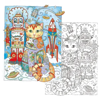 24pages Bērni, Grūtnieces Mamma Jauki Krāsošanas Grāmatas, Secret Garden Radošo Kaķi Antistresa Krāsojamā Grāmata ar Zīmuļiem Komplekts