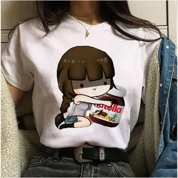 Dāmas Harajuku Karikatūra Iespiests T-krekls O-veida Kakla Short Sleeve Sieviešu T-krekls Smieklīgi Top AOWOF Dāmas Jaunu Cute Iespiests T-krekls