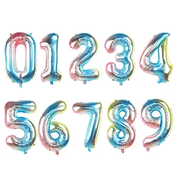 32inch varavīksnes krāsās Varavīksnes Krāsu Skaits Folija Baloni Dzimšanas dienas Jubilejas Partijas Apdare Digitālo Gaisa Balonu Ballon Globos