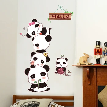 Melnā Krāsa Pandas Sienas Uzlīmes DIY Dzīvnieku Sienas Decal Bērniem, Bērnu Istabas, Guļamistabas Mājas Bērnudārzs Durvju Apdare