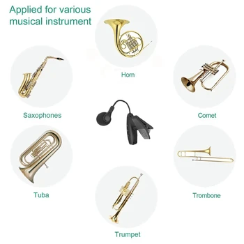 Bezvadu Instrumentu Mikrofons,UHF Clip-on Kondensatora Mikrofons,Speaker,Trompete,Klarnete,Saksofons,Čellam,Skaļrunis