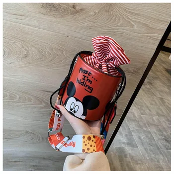 Disney meitene pu konfektes messenger bag kārtas maisā Mickey mouse, karikatūra siksniņu, plecu soma sieviešu modes rokassomu