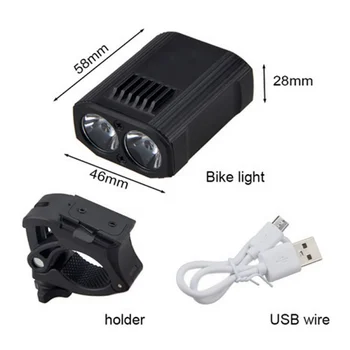 Velosipēds Velosipēdu Gaismas USB Uzlādējams LED Set Kalnu Priekšējo Lukturu Lampas Lukturīti, Āra Riteņbraukšanas Sporta