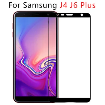 9H Gadījumā Par Samsung Galaxy J4 J6 Plus Rūdīts Stikls Pilnībā Segtu Ekrāna Aizsargs Gelaksi J 4 6 4j 6j J4plus J6plus Tālrunis Filmu