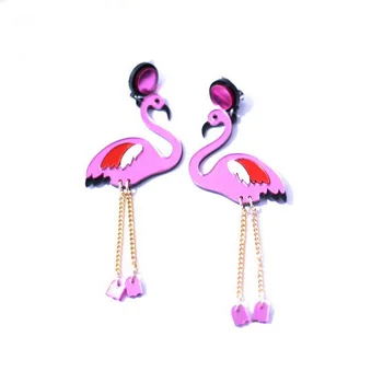 Jaunā Ilgi Flamingo Karstā Rozā Auskari Sievietēm, Putnu, Dzīvnieku Akrila Auskari Boucle D'oreille Femme Pendientes Mujer Kolczyki