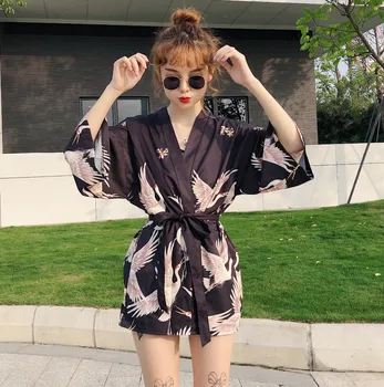 Korejiešu stilā HARAJUKU ciparu drukas 2019 vasaras kimono jakas feminino virsdrēbes plānas saules aizsardzības mēteļi sieviešu (M2851)