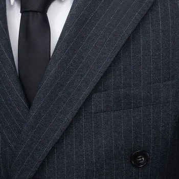 Jaunu Melnu Vīriešu Uzvalku Gadījuma Dubultās Sprādzes Dekorēts Viegli Aprūpi, augstas kvalitātes luksusa 3 gabali, jaka, bikses, vestes plus lieluma SML-4XL5XL
