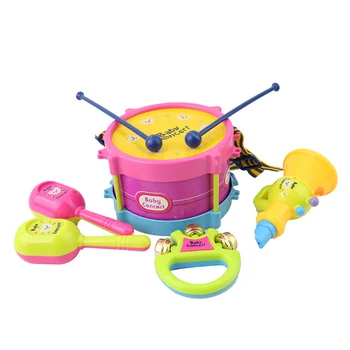 5gab Bērnu Roll Bungas Mūzikas Instrumentu Orķestris Komplekts Bērniem, Rotaļlietas, Dāvanu Komplekts Bungas/Handbell /Trompete/Smilšu Āmurs/Drum Stick