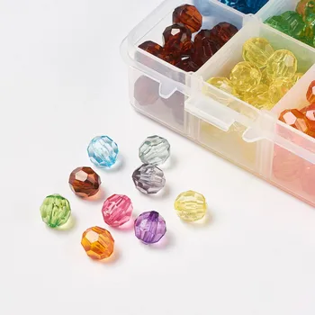 15 Krāsas/Lodziņā Krāsota Akrila Slīpētas Apaļas Pērles 10mm Jauktu Krāsu, rotaslietu izgatavošana piederumi,caurumu:1mm,par 20pcs/color (krāsu)