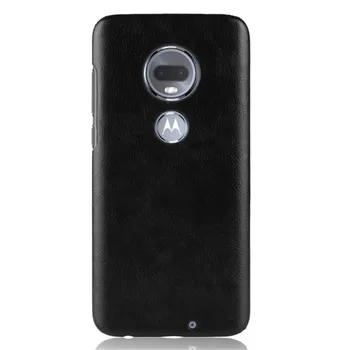 Par Motorola Moto G7 Gadījumā 6.4 collu Luksusa Litchi Strijas PU Ādas Grūti Plānas Atpakaļ uz Lietu Par Moto G7 Aizsardzības Telefonu Gadījumos