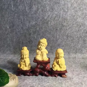 16X6.2CM boxwood griešanai Svētku dāvanu dibinātājs Koktēlniecības rokdarbu Avalokiteshvara Sakyamuni Budas ksitigarbha