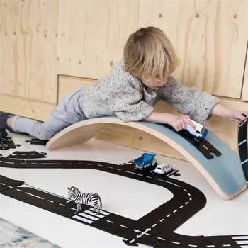 Bērniem DIY Brauktuves Ceļa Izglītības Puzzle PVC Bērniem, Ceļu Būvniecība Autoceļu Rotaļlieta, Noņemamās Automobiļu Vagona un Sliežu ceļa Zēni Dāvanu