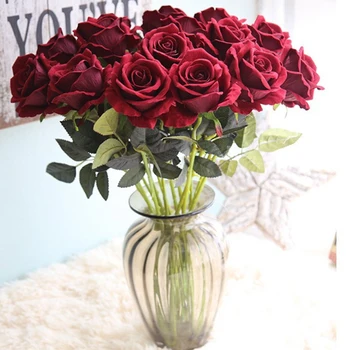 1GB Mākslīgo ziedu Flaneļa rožu Ziedu kompozīcijas, dekorēšana kāzu telpu dzīvojamā istaba krāsains