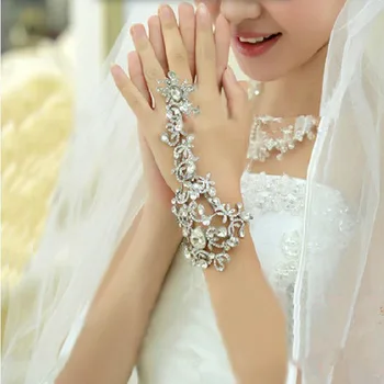 Roku Darbs 2019 Sieviešu Luxury Vintage Kristāla Ziedu Līgavas Cimdi Roku Rotaslietas Aproce Līgavas Kāzu Aksesuāri Irākiešu