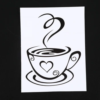 Melnās Kafijas Tases Sienas Mākslas Uzlīmes PVC Kafijas Uzlīme Decal Apdare Virtuves Kafejnīca, Restorāns DIY