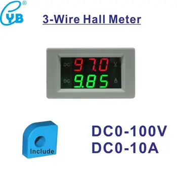 DC Zālē Sprieguma Ammeter Dual Mērītājs DC 0~100V 0-10A LED Digitālo Sprieguma Pašreizējo divu Metru Voltu Amp Mērītājs ar Transformatoru Zāle