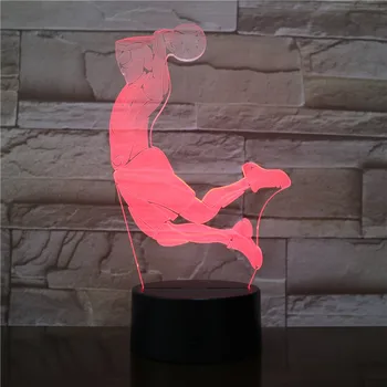 Radošo 3D LED Vizuālo Basketbola Graustu Dunk Led Nakts apgaismojums 7 Krāsu Mājas Tabula Puse Bāra Dekori Lampas, Zēni, Vīrs, Bērni, par Labu Dāvanu