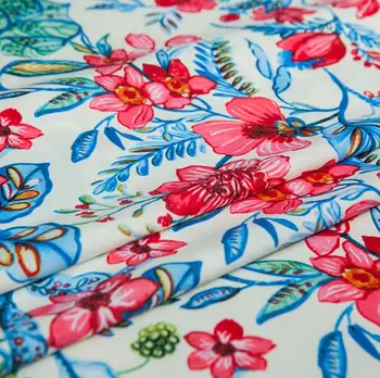 2017. gada vasarā un augsta blīvuma printcloth skaisti ziedi blūmings, piemēram, gabalu brokāta audums audums Šifons Kleita DIY polyes