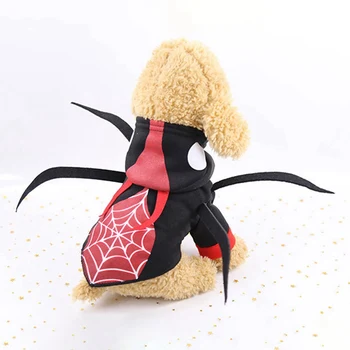 COS Aksesuārus Pet Suņiem Halloween Funny Spider Cosplay Mētelis Kucēns 2-kāju Kapuci Mētelis Par aukstiem Laika apstākļiem