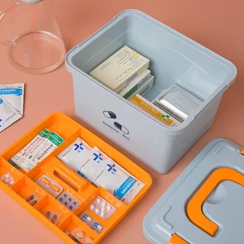 Mūsdienu ģimenes medicīnas lodziņā daudzslāņu pirmās palīdzības medikamentu uzglabāšanas kaste Radošumu PP bērniem medicīna kārbas Portatīvie pill box LB42109