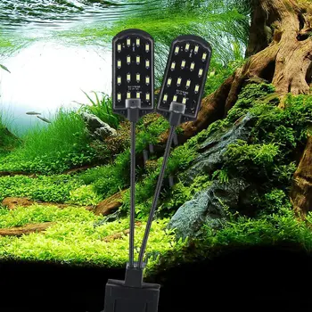 X7 ES Plug Dual Head Super Spilgti LED Ūdens Augu Akvārija Lampas Gaisma Augiem Augt Gaismas Ūdensizturīgs Clip-on Zivju Tvertnes Indikators