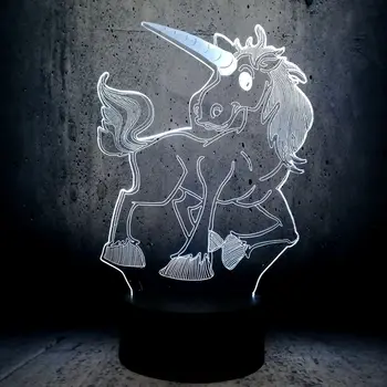Dzīvnieku Jauki Unicorn 3D LED LAMPAS, NAKTS GAISMA Daudzkrāsu RGB Spuldzes Ziemassvētku Dekoratīvu Multfilmas Rotaļlietu Luminaria LAVA