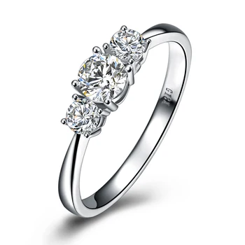 ZOCAI 3 akmens dimanta Gredzenu 0.50 ct F-G / SI sertificēti dimanta saderināšanās gredzenu 18K baltā zelta dimanta gredzenu W06054