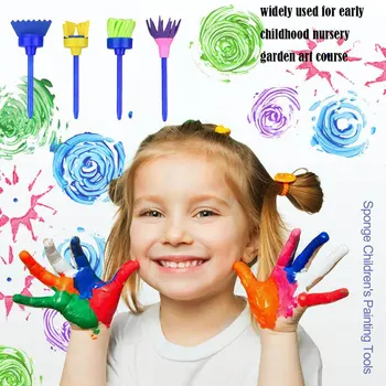 4gab Bērniem DIY Krāsošanas Rīki Zīmēšanas Rotaļlietas Ziedu Grafiti Sūklis Sukas Radoša Rotaļlieta Bērniem, Karstā