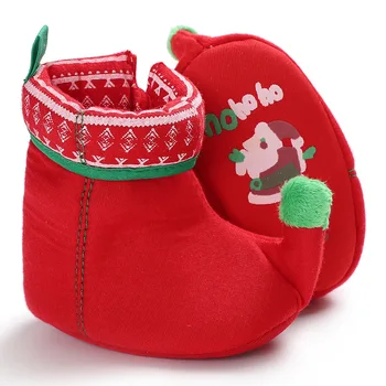 Jauki Jaunas ziemas Ziemassvētku Dizaina Sarkanu Bērnu Apavi Unikālo Siltu Zaļo Krāsu pirmais gājējs Zābaki Kokvilnas Bērnu apavi, mīkstās zoles