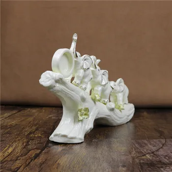 Porcelāna Ģimenes Ziloņu Skulptūras Roku darbs Keramikas Savvaļas Dzīvnieku Statuja Amatniecības Ornaments par Telpu Dekorēšana un Mākslas Kolekcija