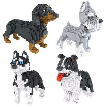 KARSTĀ jauns DIY ķieģeļi Husky Corgi Schnauzer Suns Dzīvnieku, Mājdzīvnieki DIY Mini Ēkas Dimanta brinquedos Bloki Rotaļlietu Iepakojuma dzimšanas dienas dāvana
