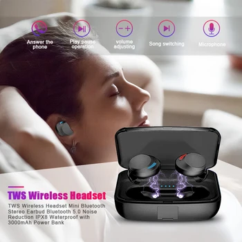 Mūsdienu TWS IPX8 Ūdensizturīgs Mini Bluetooth Austiņas Bluetooth V5.0 Austiņu Taisnība Bezvadu TWS Ilgi Akumulators Stereo Austiņu Austiņas
