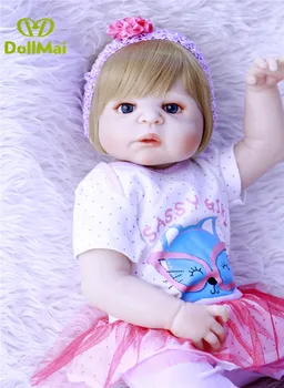 57cm pilna silikona atdzimis bērnu lelles bebe dzīvs Nekustamā Bērnu Lelles atdzimis rotaļlietas de silikona menina bērniem, dzimšanas diena dāvanas, rotaļlietas
