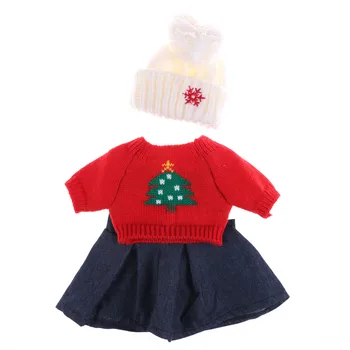 3pcs/set Džemperis, Cepure, Džinsu Kleita, Vilnas Cepurīte Lelle Ziemas Apģērbu Komplekti Fit 18 Collu American Doll Bērnu Dzimšanas dienas Dāvana
