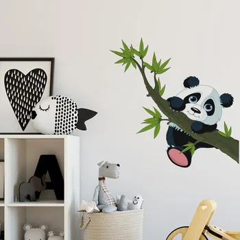 MAMALOOK Gudrs Panda Karstā Modelis Sirds formas Sienas Uzlīmes Bērnu Istabas Ins, Mājas Apdare, Pašlīmējošas
