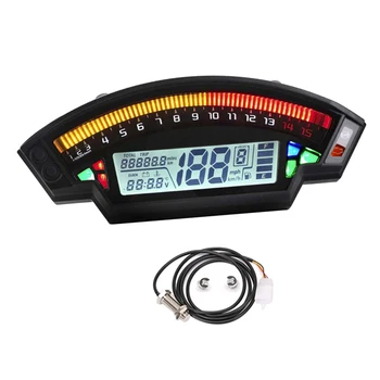 Motociklu Spidometrs, Universālo Ciparu LCD Odometra Integrētu Tahometrs, Ātruma Rādītājs Rādītājs ar Ātruma Sensoru