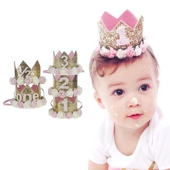 Elastīgi Mākslīgās Rožu Bērniem Ērti Dzimšanas Dienas Svinības Hairband Zīdaiņu Ar Zelta Mirdzums Bērnu Princess Crown Vadītājs Apdare