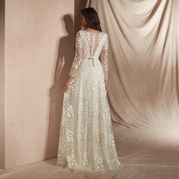 Jaunas Ielidošanas Mežģīņu Kāzu kleitas 2021 Pērles Frēzēšana Kāzu kleitas Vestido de noiva Seksīga Kāzu kleitu Drēbes de mariee