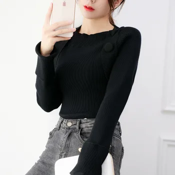 PEONFLY 2020. gadam sieviešu jauns džemperis sieviešu krekls korejiešu versija garām piedurknēm džemperis zemāko džemperis džemperis sievietēm