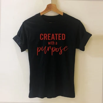 Izveidota Ar Mērķi Kristiešu T-krekls Unisex Reliģiskās Baznīcas t-veida Topi Gadījuma Sievietēm ar Īsām Piedurknēm Quote Tshirt