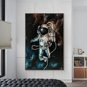 Anotācija Astronauts Sienas Mākslas Audekla Glezna, Karikatūra Plakāti un Izdrukas Sienas Art Attēlus viesistaba, Mājas Dekoru
